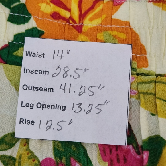 Rose + Olive Yellow Tropical Print Wide-Leg Pants NWT Size Medium - Picture 2 of 10